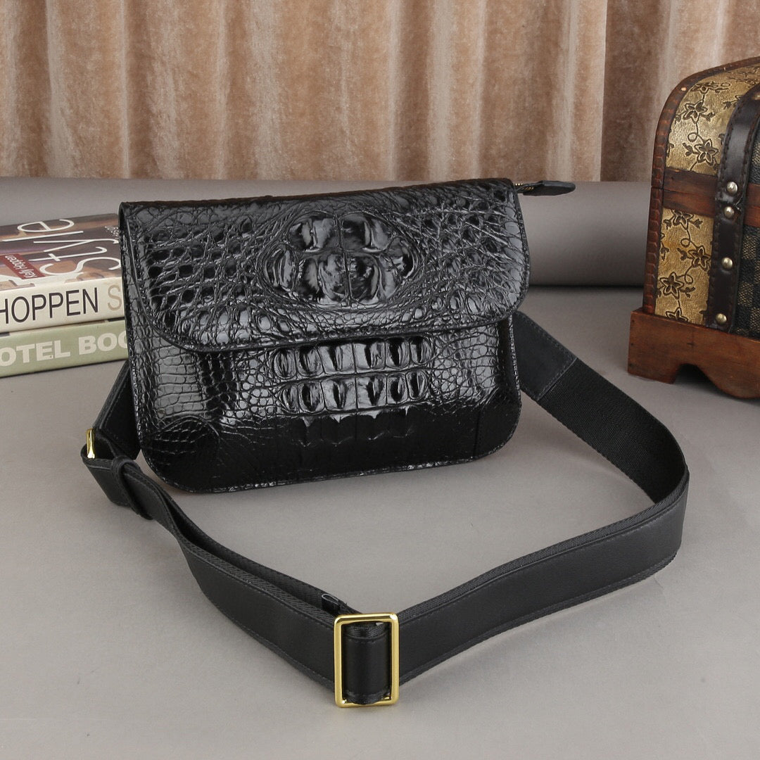 Unisex Crocodile Leather Cross Body Shoulder Bag