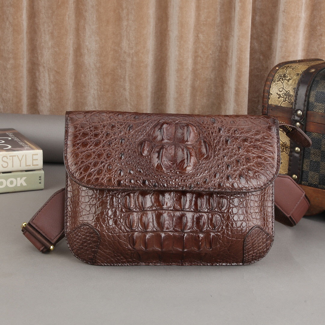 Unisex Crocodile Leather Cross Body Shoulder Bag