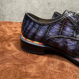 Men's  Crocodile Leather  Norwegian Stitching Lace Up Dress Shoes Vintage Grey