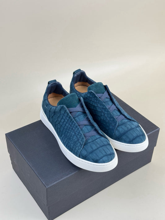 Perorder Crocodile Shoes Nubuck Genuine Crocodile Skin Leather Sneakers