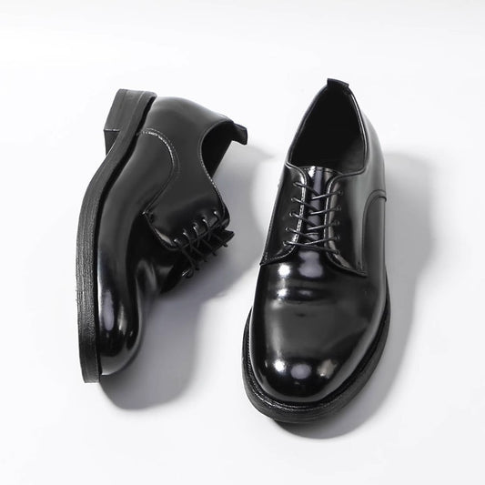 Genuine Shell Cordovan Leather Lace Up Roud Toe Shoes