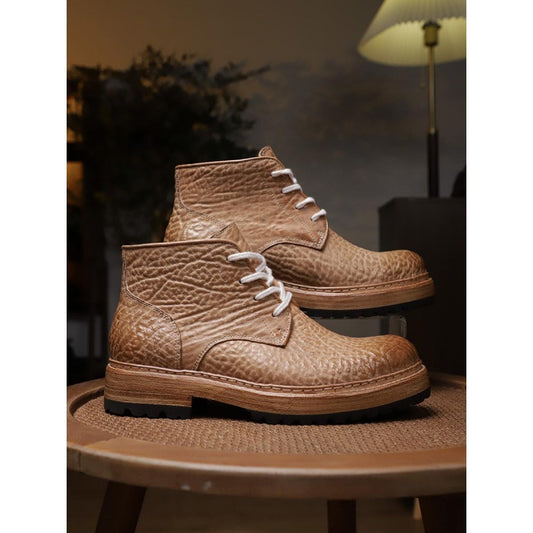 Genine Cordovan Leather Round-Toe Work Boots
