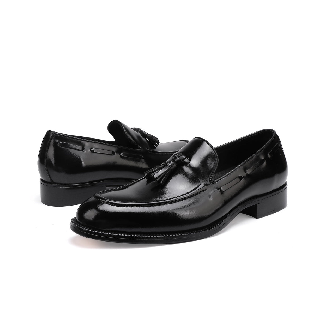 Preorder Genuine Shell Cordovan Leather Loafer Shoes With Tassle Dark Blue