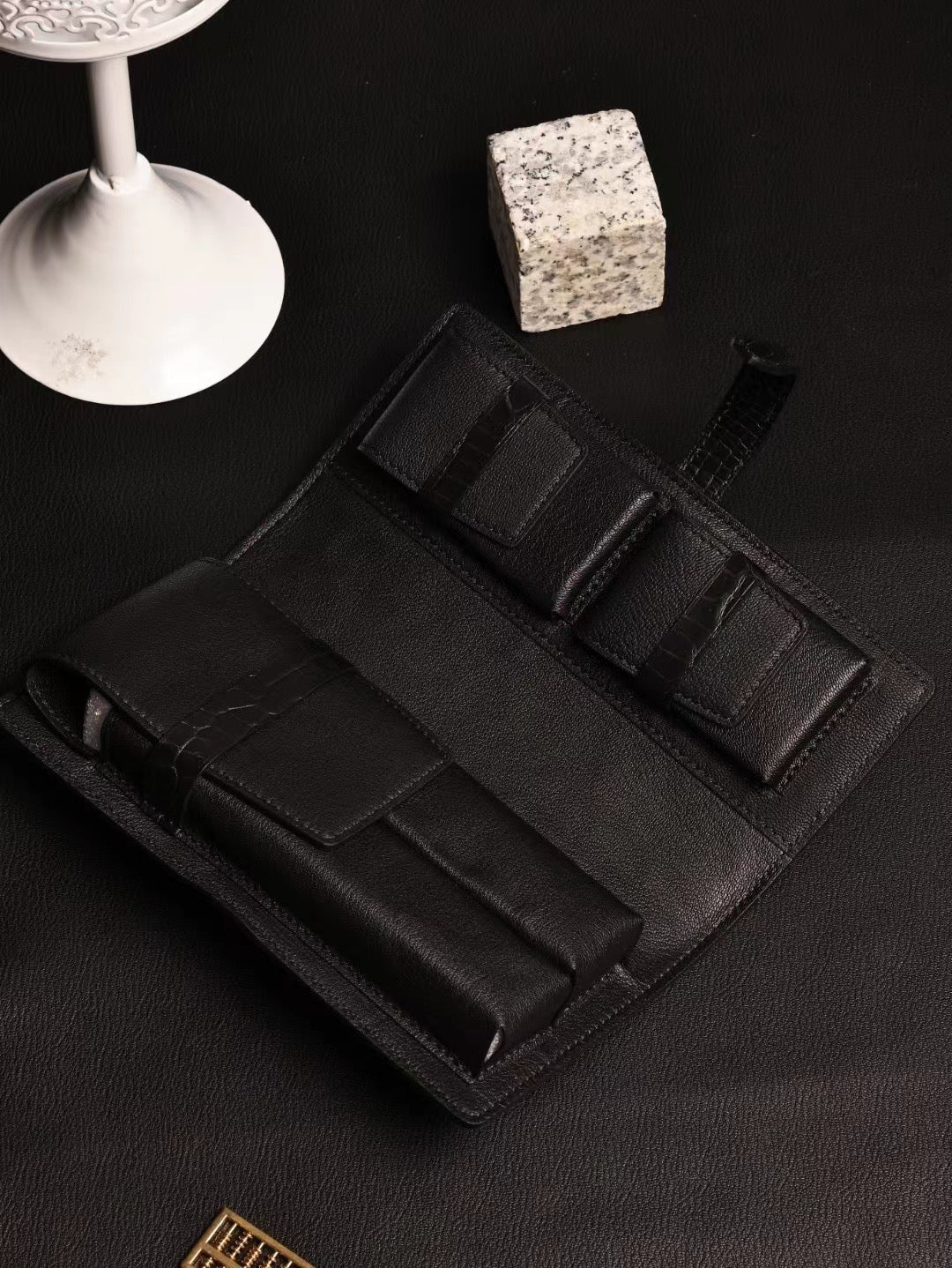 Rossie Viren genuine crocodile leather cigar bag card holder with textured crocodile skin finish and compact design.