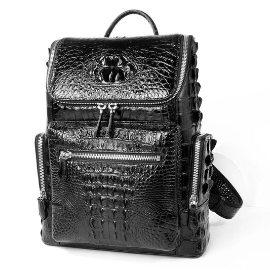 Unisex Crocodile Skin Leather Large Backpack Small