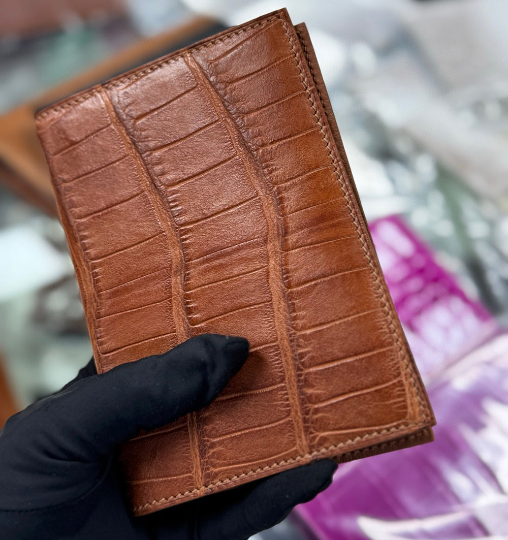 Crocodile Skin Leather Passport Case