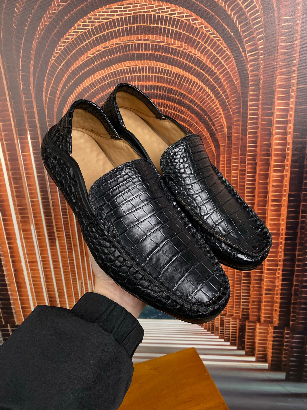 Crocodile Shoes Black Timeless Driving Shoes