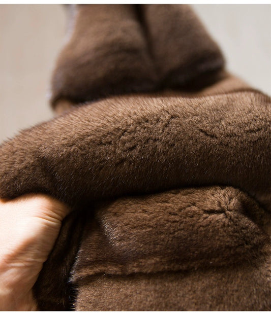 Unisex Brown Whole Mink Fur Slim Fit Motorcycle Bomber Biker Jacket