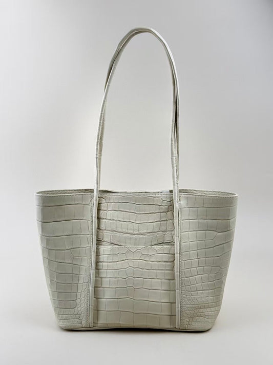 Genuine Crocodile Skin Leather Large Shopper Tote Bag