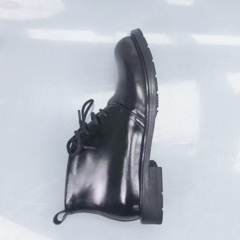 Genuine Shell Cordovan Leather Short Lace Up Martin Boots