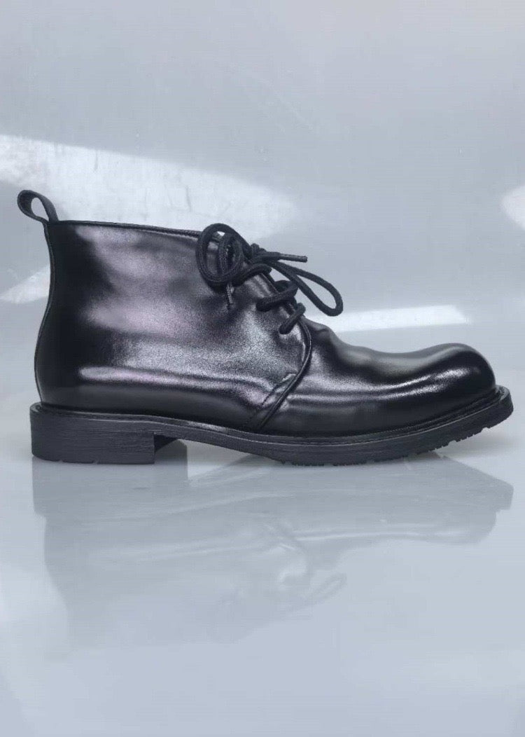 Genuine Shell Cordovan Leather Short Lace Up Martin Boots