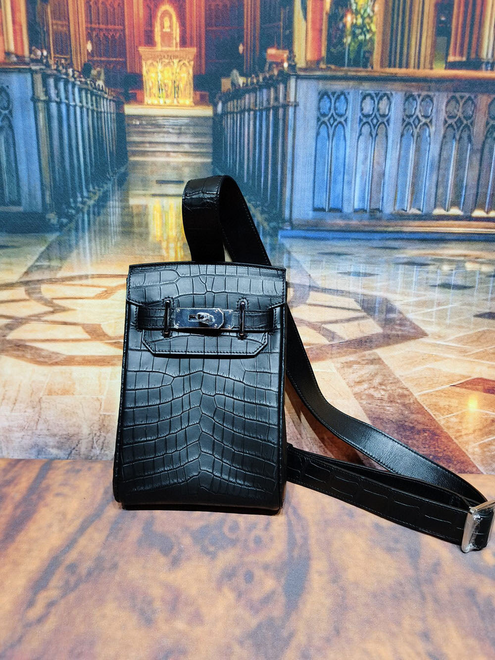 Preorder Crocodile Leather Sling Chest Shoulder Crossbody Bag