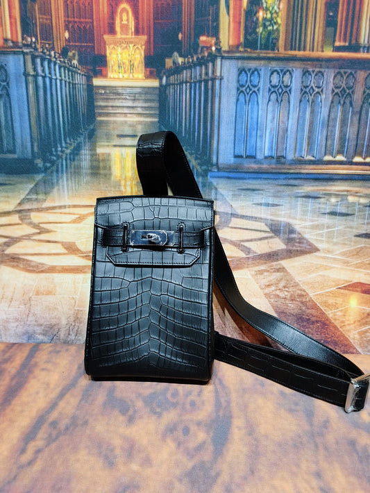 Preorder Crocodile Leather Sling Chest Shoulder Crossbody Bag