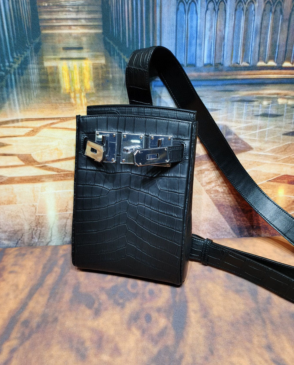 Preorder Crocodile Leather Sling Chest Shoulder Crossbody Bag
