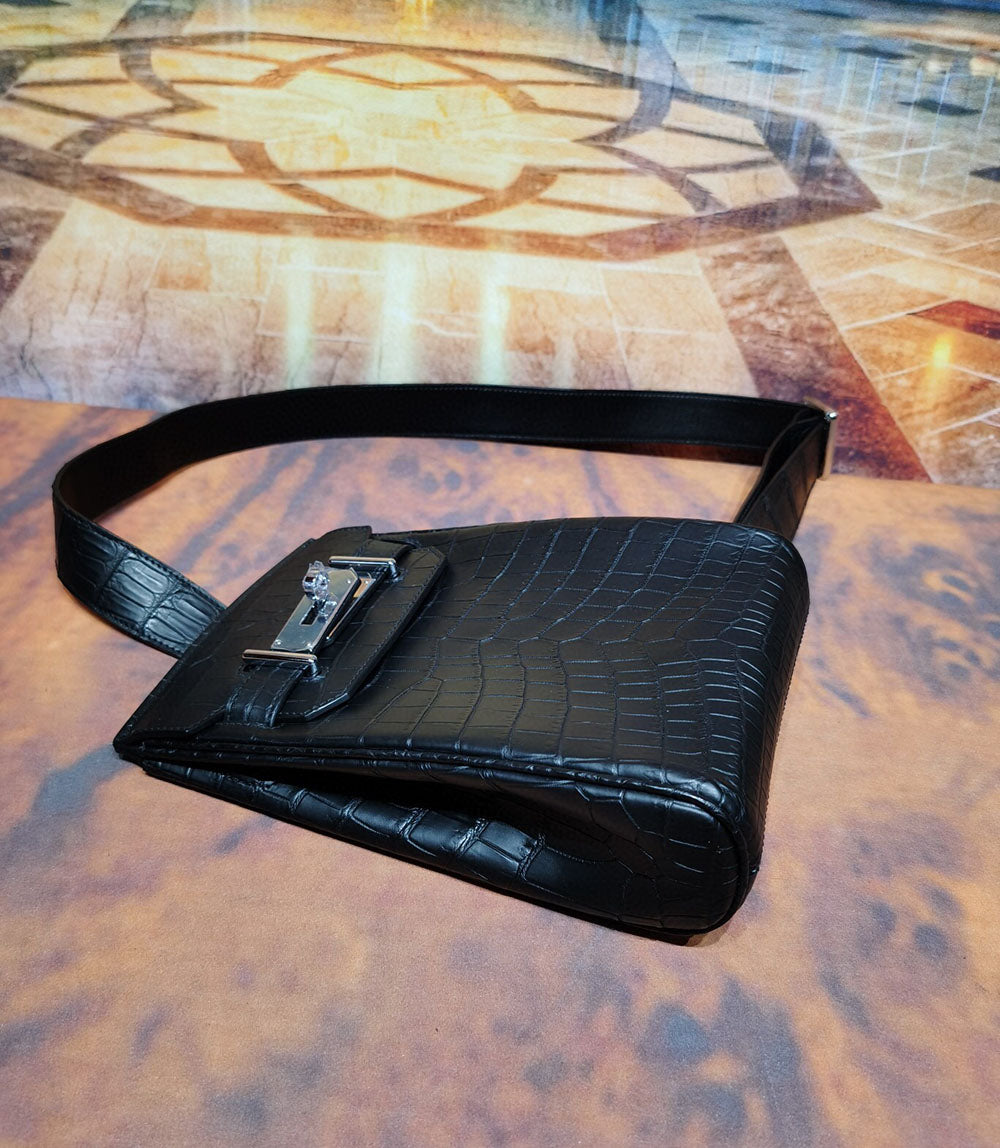 Preorder Crocodile Leather Sling Chest Shoulder Crossbody Bag