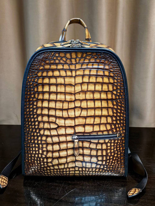 Vintage Crocodile Leather Backpack Large