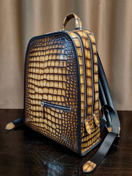 Vintage Crocodile Leather Backpack Large