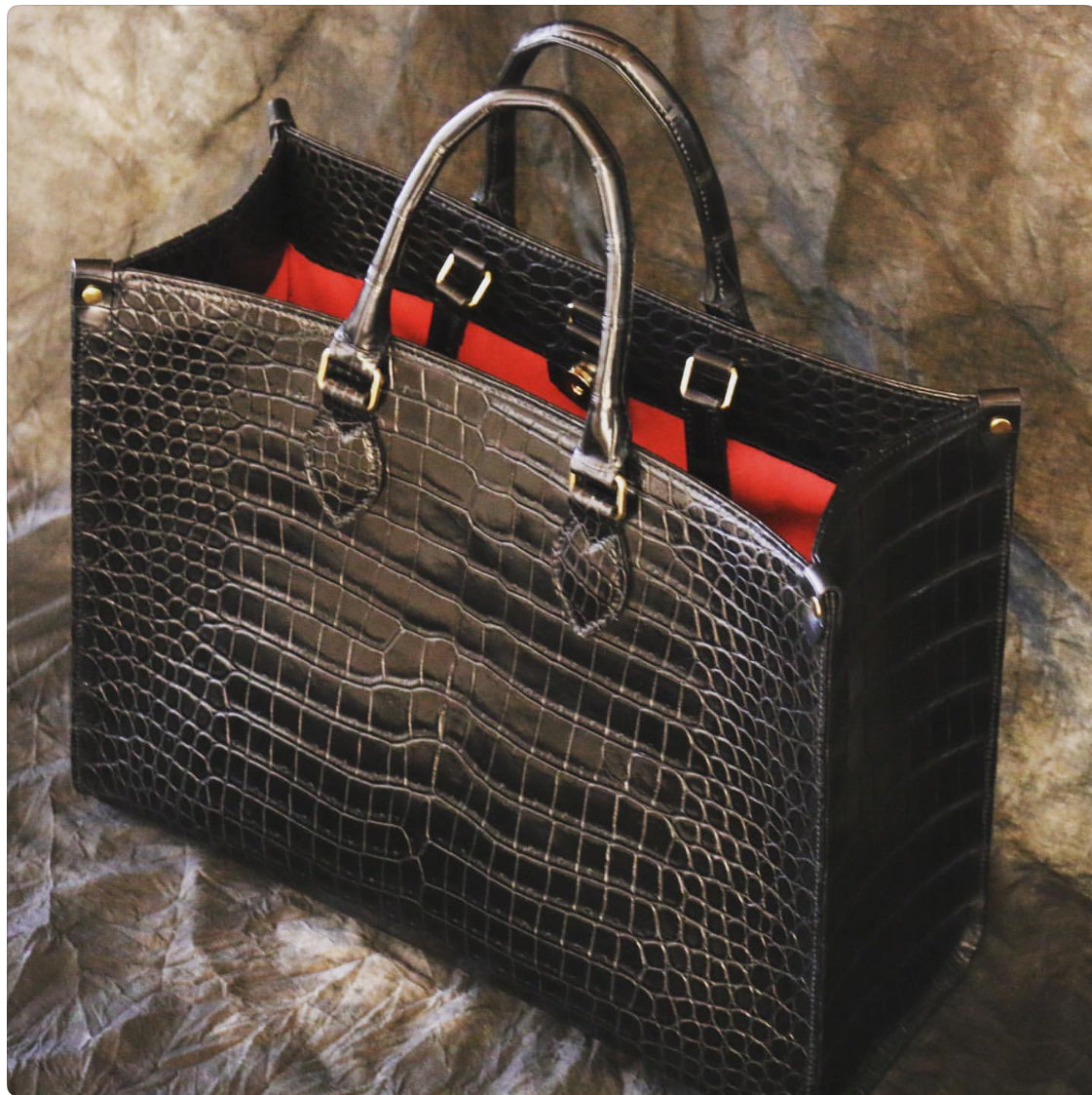 Preorder Crocodile Leather Large Tote Bag Dark Blue