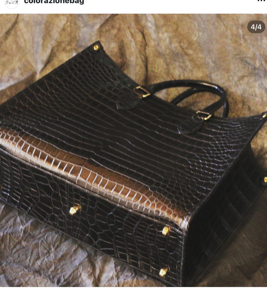 Preorder Crocodile Leather Large Tote Bag Dark Blue