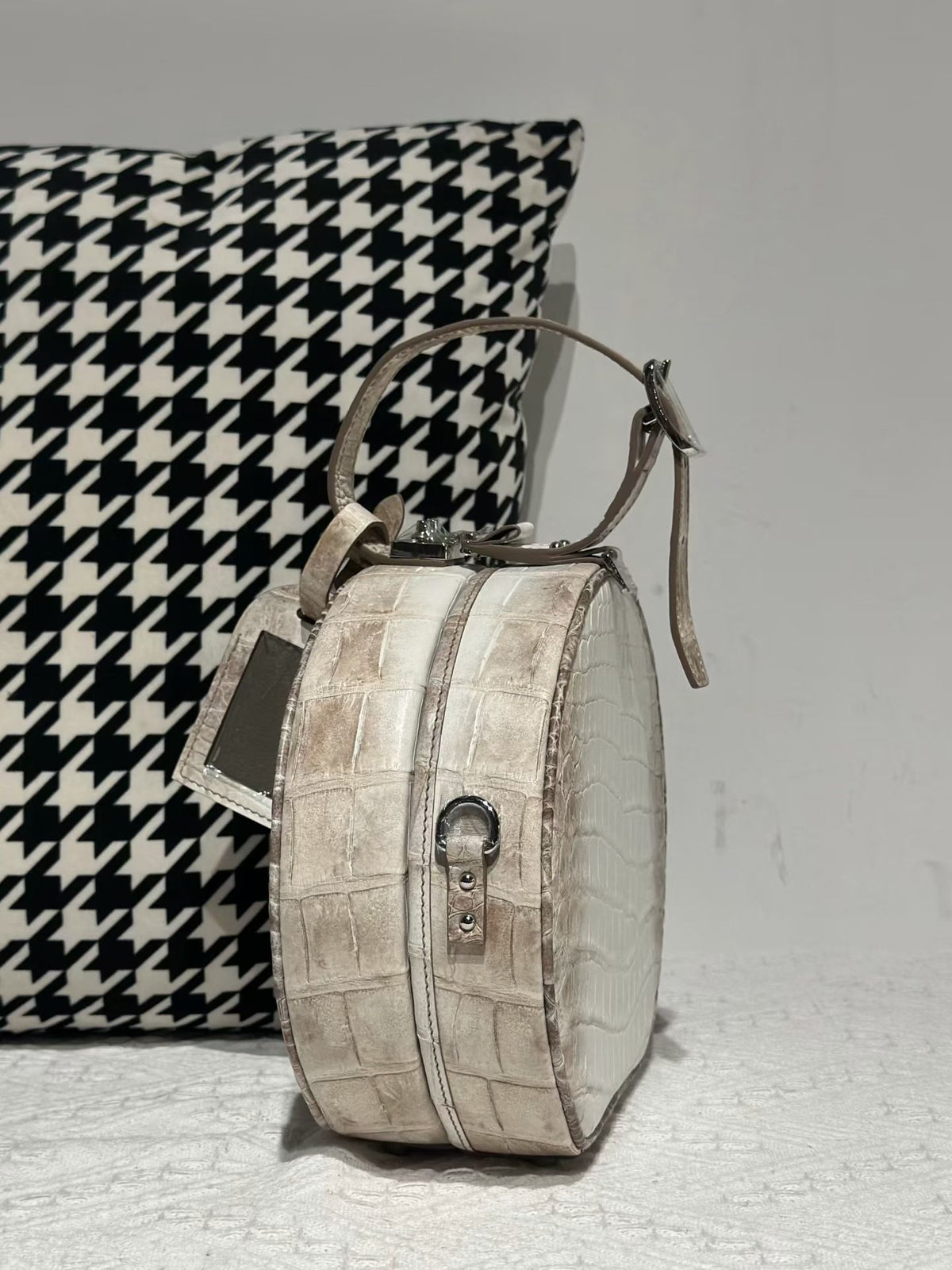 Crocodile Apple Bag , Himalaya White Crocodile Leather Round Circle Apple Bag