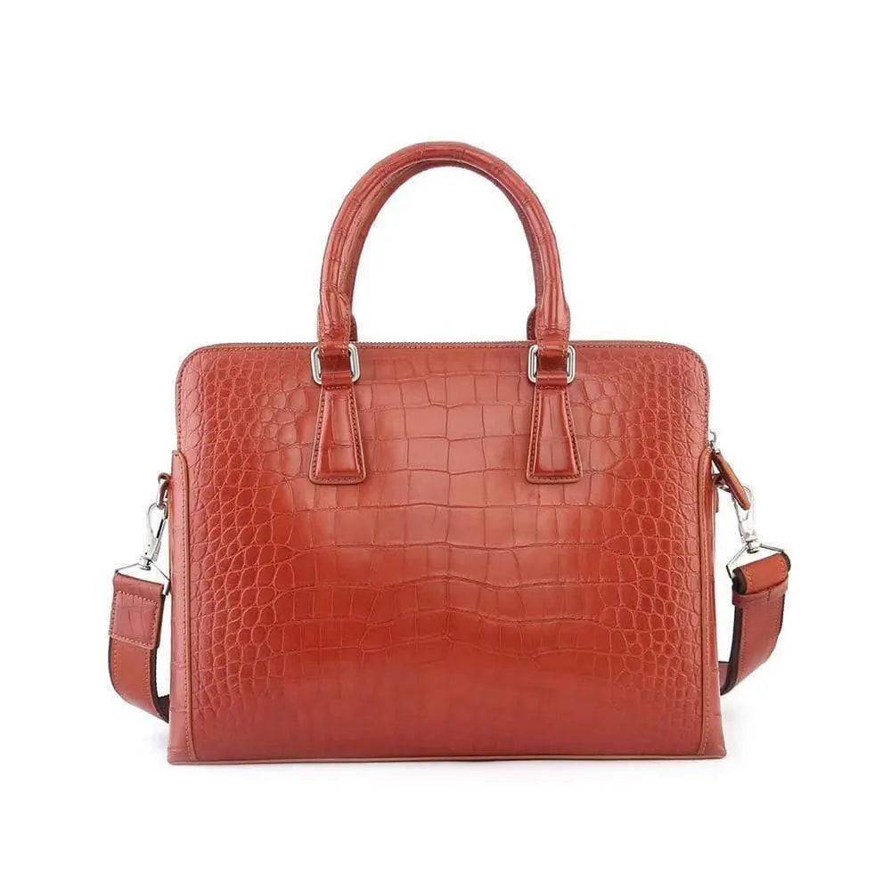 Men's Crocodile Leather Laptop Bags Briefcase Orange