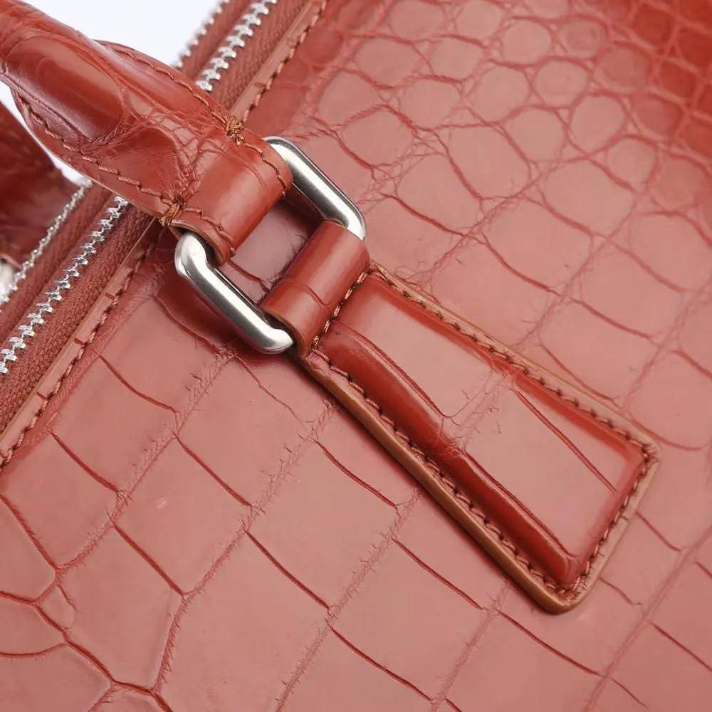 Men's Crocodile Leather Laptop Bags Briefcase Orange