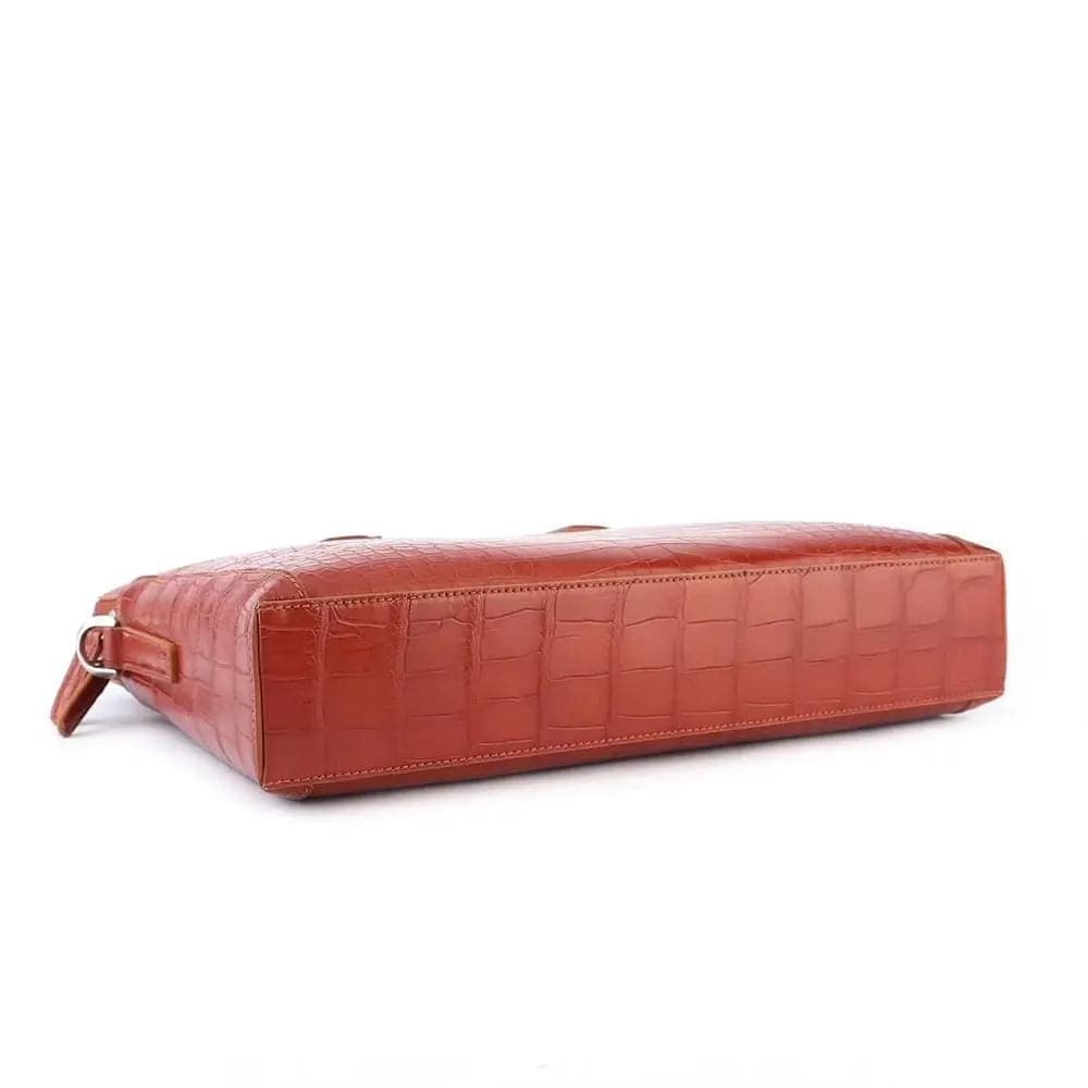 Men's Crocodile Leather Laptop Bags Briefcase Orange
