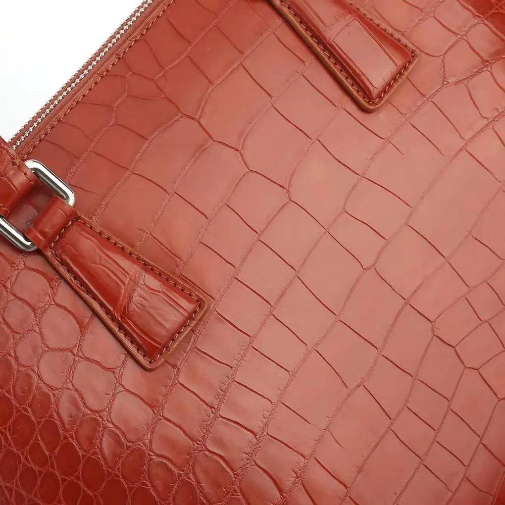 Men's Crocodile Leather Laptop Bags Briefcase Orange