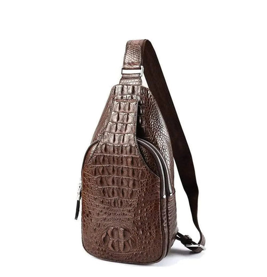 Men's Crocodile Leather Chest Sling Cross Body Day Packs