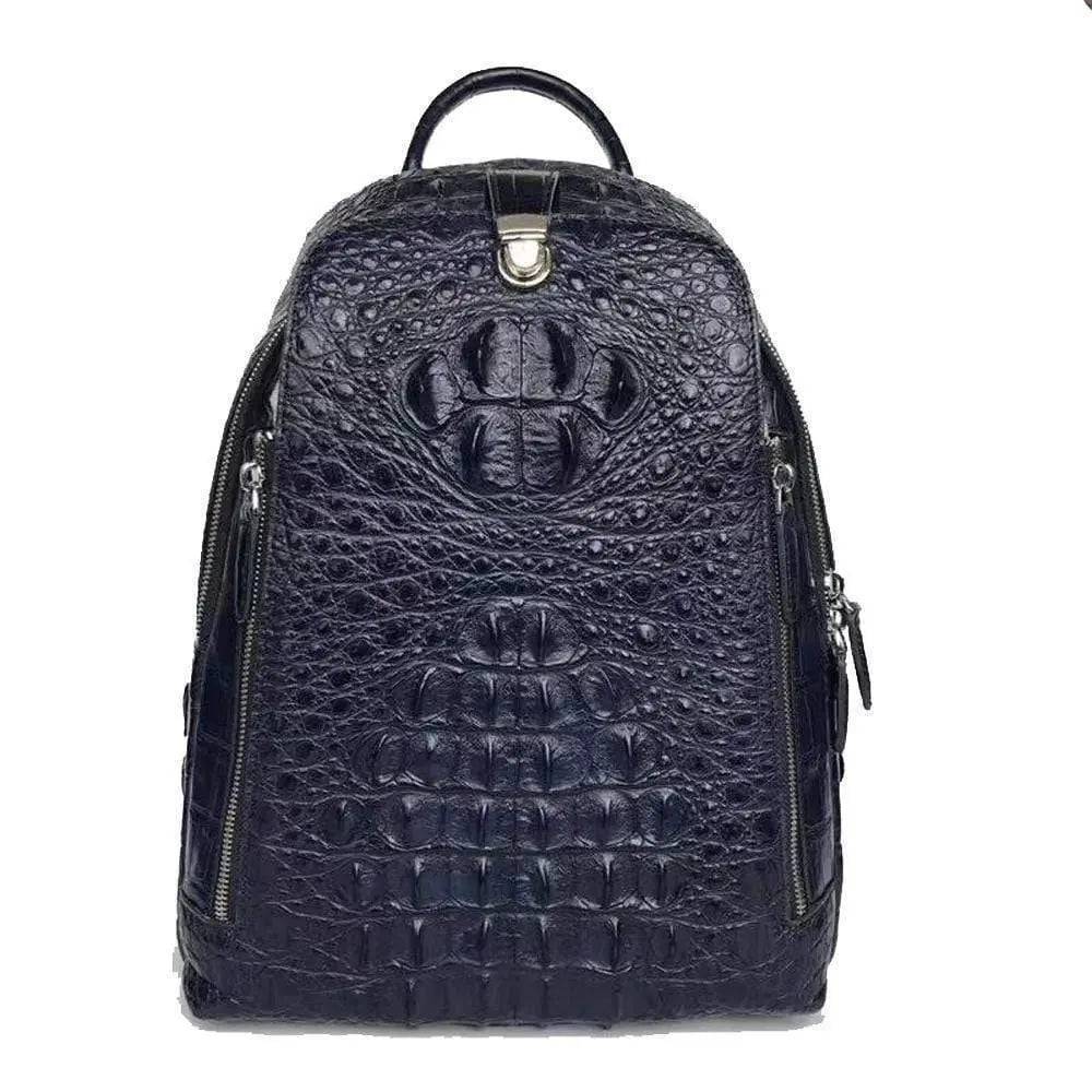 Men's Genuine Crocodile Bone Leather Backpack Large Volume