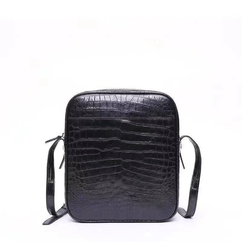 Men's Genuine Crocodile Leather Zip Messenger Bag