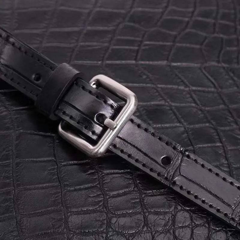 Men's Genuine Crocodile Leather Zip Messenger Bag