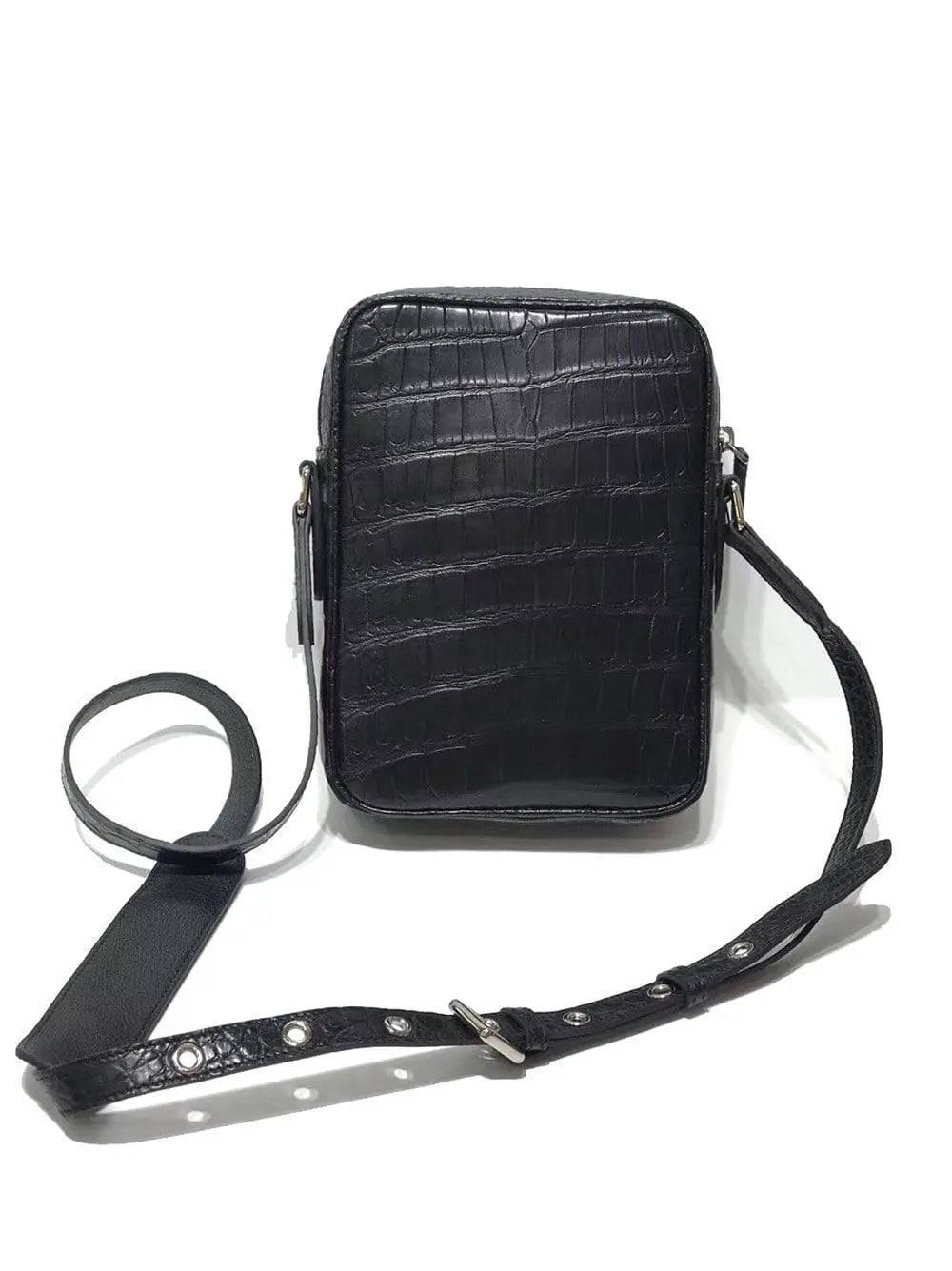 Mens Cross Body Messenger Bags In Genuine Crocodile Leather Small Size