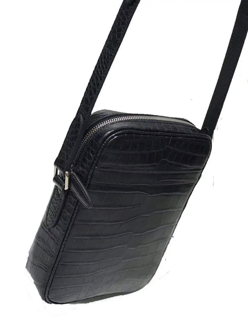 Mens Cross Body Messenger Bags In Genuine Crocodile Leather Small Size