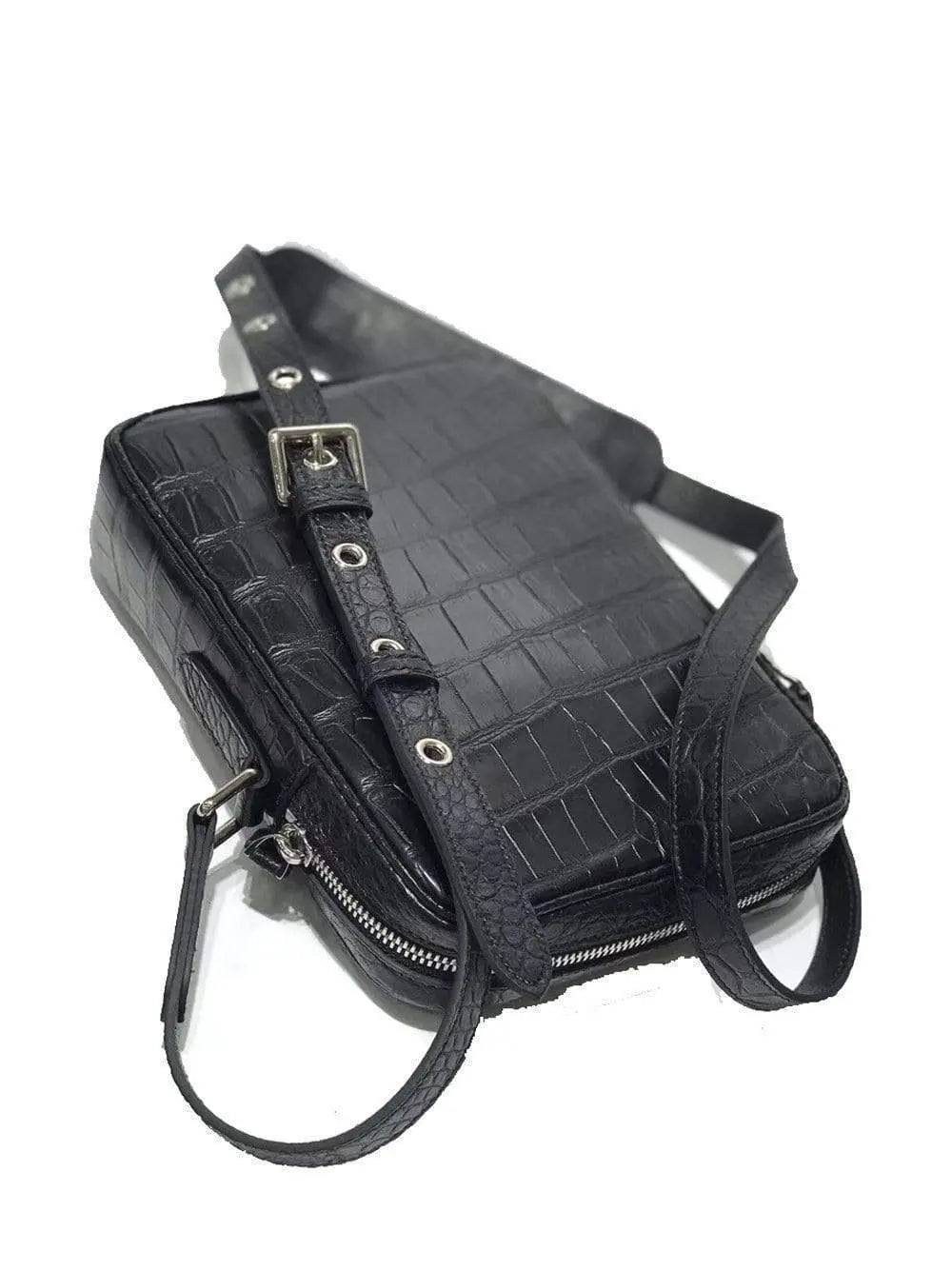 Mens Cross Body Messenger Bags In Genuine Crocodile Leather Small Size