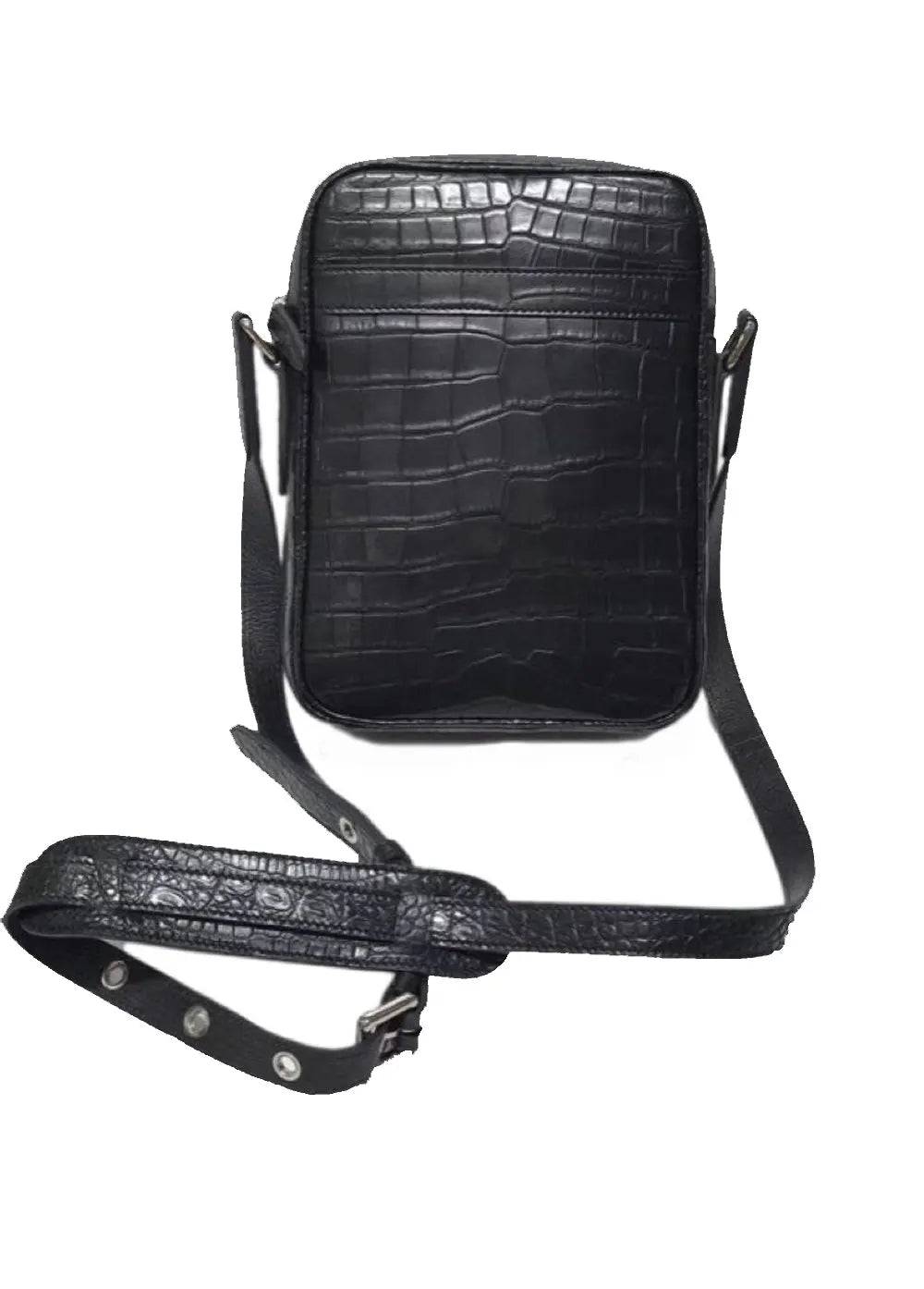 Mens Cross Body Messenger Bags In Genuine Crocodile Leather Small Size
