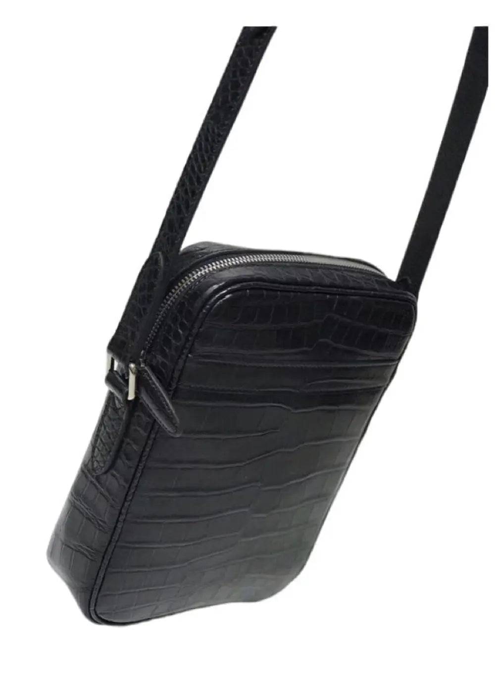 Mens Cross Body Messenger Bags In Genuine Crocodile Leather Small Size