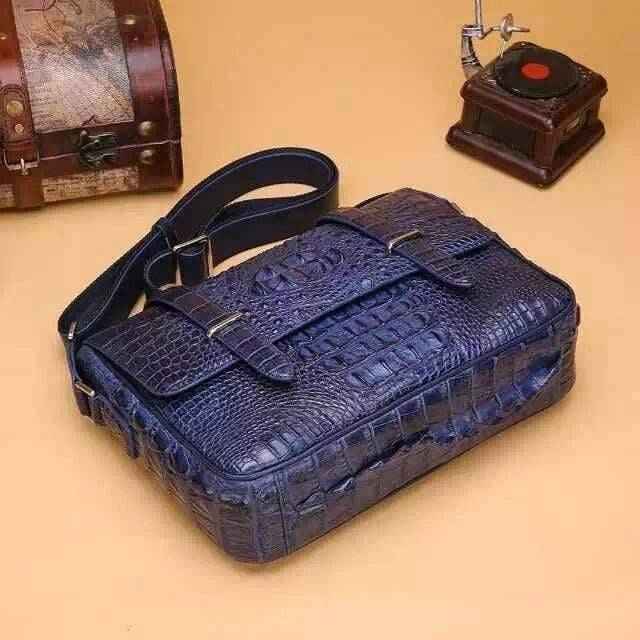 Mens Genuine Crocodile Laptop Bag Messenger Bag Briefcase