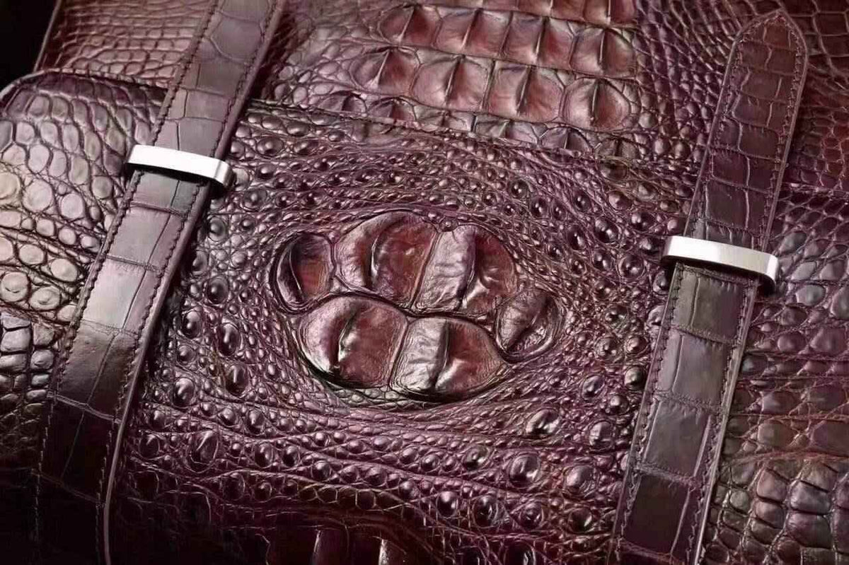 Mens Genuine Crocodile Laptop Bag Messenger Bag Briefcase