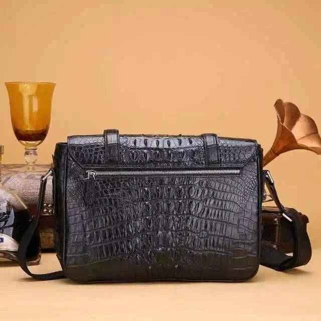 Mens Genuine Crocodile Laptop Bag Messenger Bag Briefcase