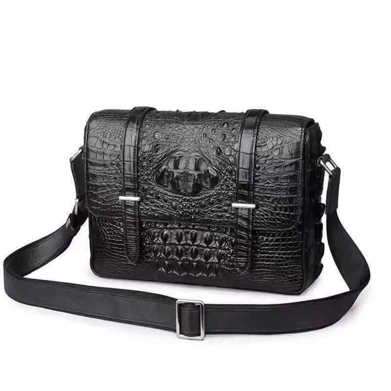 Mens Genuine Crocodile Laptop Bag Messenger Bag Briefcase