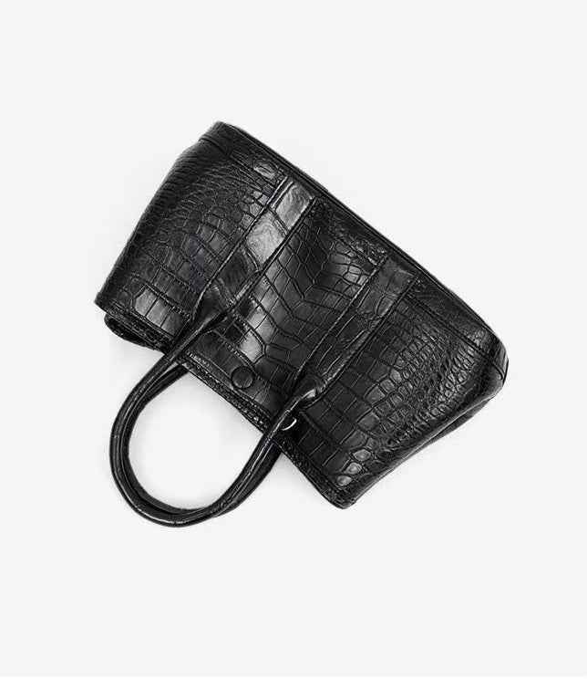 Womens Genuine Crocodile Skin Leather Top Handle Bag Mini Bag