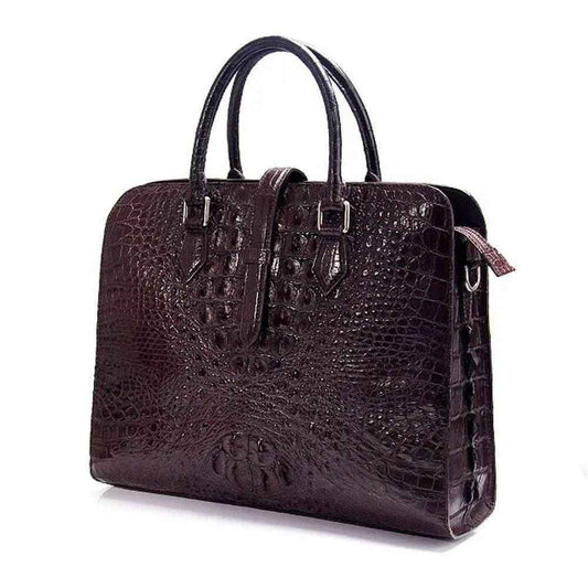 Rossie Viren Borsa ventiquattrore da uomo in pelle di coccodrillo con patta frontale e chiusura con linguetta in pelle