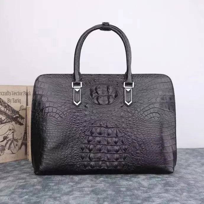 Preorder Crocodile Leather Hand Bag Shell Pack Black