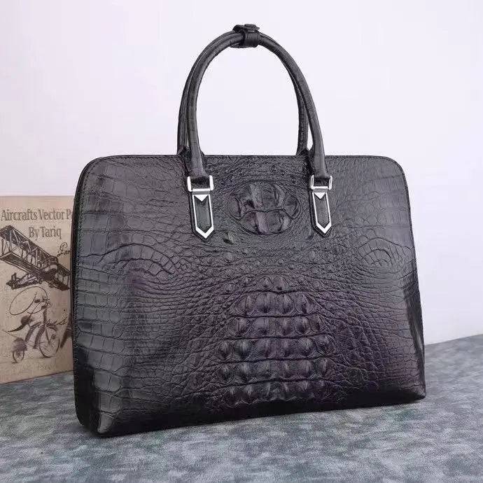Preorder Crocodile Leather Hand Bag Shell Pack Black