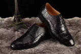 Siamese  Crocodile Belly Lace-Up Dress Shoes