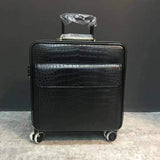 Trolley/Roll Aboard Suitcase Black Crocodile Belly Skin Leather Weekend/Travel Bag Trolley Case Universal Wheels Box Suitcase Pull Case
