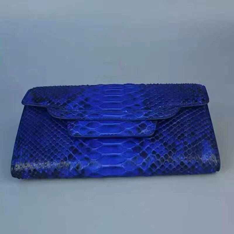 Women's Clutch Python Leather Blue