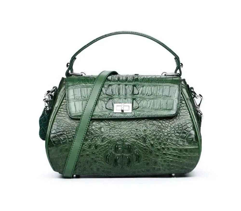 alt
Borsa a tracolla da donna in piccola pelle di coccodrillo con chiusura a leva e manico superiore