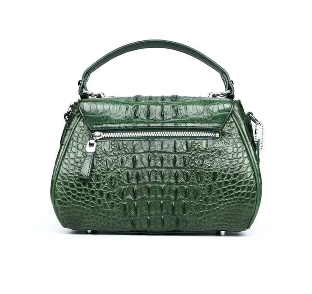 Women’s Borsa piccola in pelle di coccodrillo con chiusura turn lock, manico superiore e tracolla